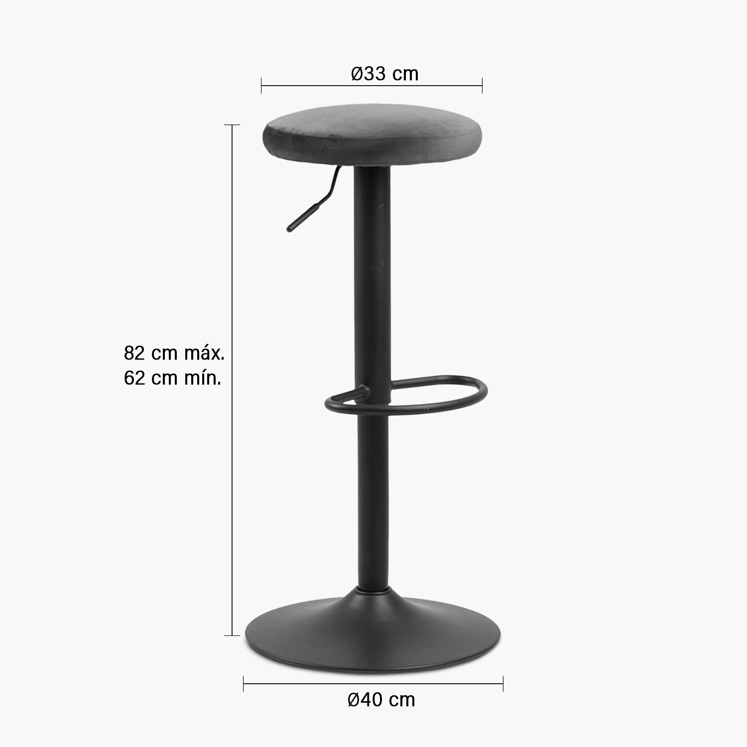 Pack 2 Taburete Tapiz Bilbao Gris Oscuro