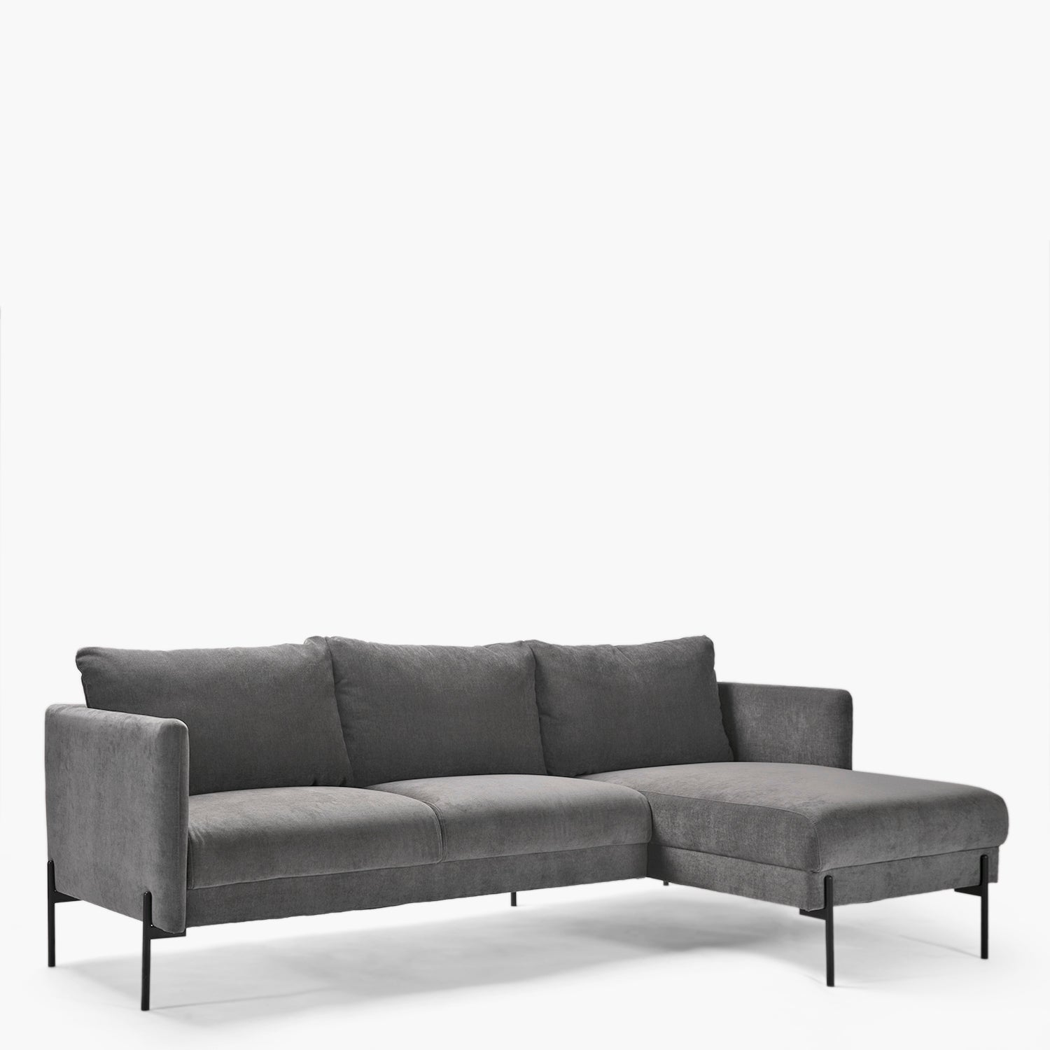 Seccional 2C +Chaise derecho Kingsley Gris Oscuro